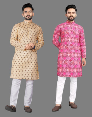 DHASU TRENDZ Men Printed Straight Kurta(Multicolor)