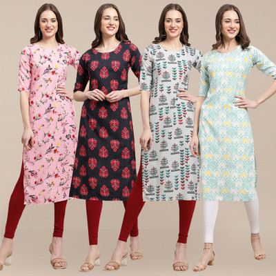 EthnicBasket Women Printed Straight Kurta(Multicolor)