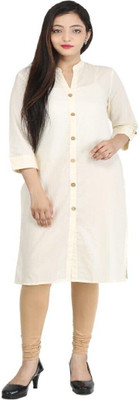 HouseOfCommon Women Self Design Straight Kurta(White)