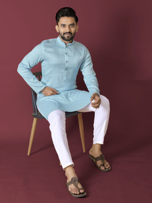 ZINKU FASHION Men Self Design A-line Kurta(Blue)