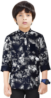 MADE IN THE SHADE Boys Printed Straight Kurta(Dark Blue)