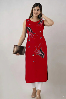 A C KANANI Women Printed Ethnic Dress Kurta(Red)