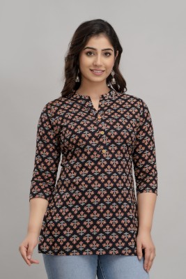 ROYAL RAAHGIR Women Printed Straight Kurta(Black, Red)