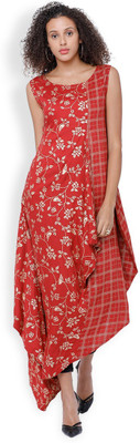 Vishudh Women Printed A-line Kurta(Red)