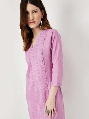 MAX Women Printed Straight Kurta(Purple)