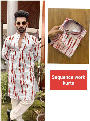 DIAMOND CLUSTER Men Printed Straight Kurta(Maroon)