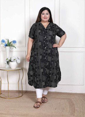 Doriyaan Women Floral Print A-line Kurta(Black)