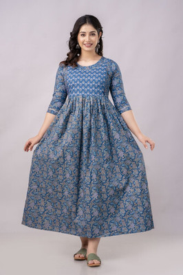 Stylishthreads Women Printed Flared Kurta(Multicolor)