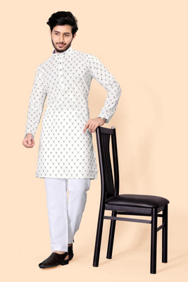 PARALLEL TIMES Men Solid Straight Kurta(White)