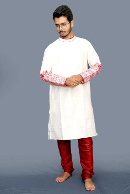 SSS PANJABI Men Self Design Ethnic Dress Kurta(White)