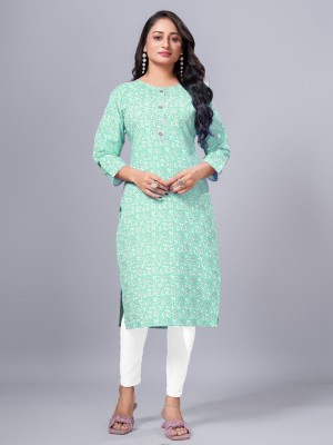 SIMPLYETHNICS Women Printed Anarkali Kurta(Light Green)