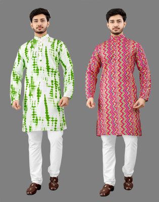 DHASU TRENDZ Men Dyed/Ombre, Printed Straight Kurta(Multicolor)