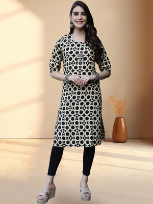 1 Stop Fashion Women Printed A-line Kurta(Black)