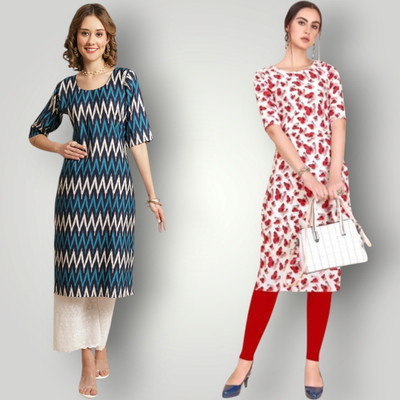 HouseOfCommon Women Printed Straight Kurta(Multicolor)