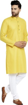 Vibhuti Men Solid Straight Kurta(Yellow)