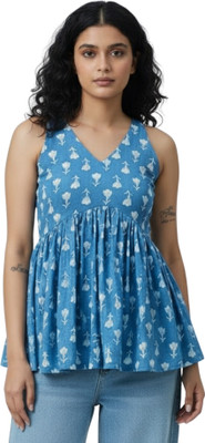 MISHTI TEXTILE Beach Wear Printed Women Blue Top