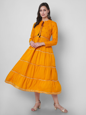 Jyotiasha Fashion Anarkali Gown(Yellow)