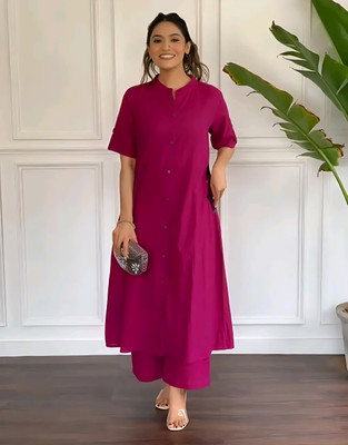 Shree Shyam Creation Women Solid A-line Kurta(Pink)
