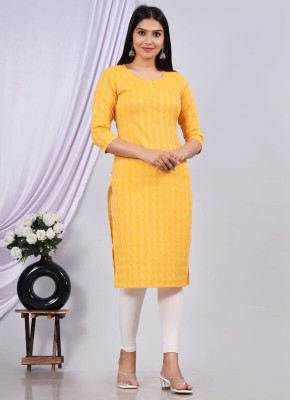 Gerbera creations Women Embroidered Straight Kurta(Yellow)