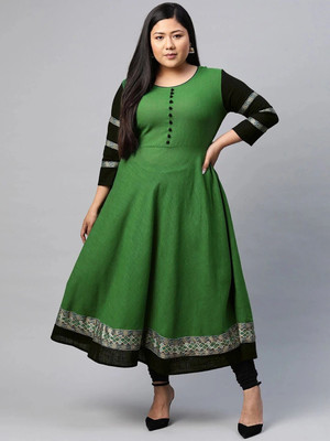 Yash Gallery Women Solid Anarkali Kurta(Green)