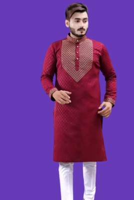 Jayega Men Printed Straight Kurta(Maroon)