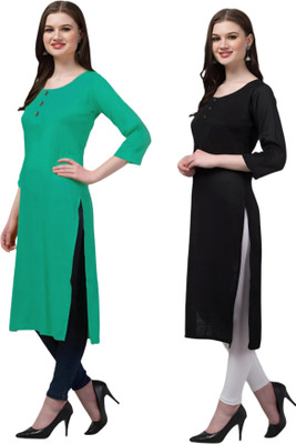 Coft Women Solid Straight Kurta(Multicolor)