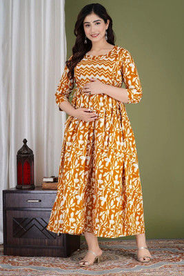 Fulwari Fashion Women Printed Anarkali Kurta(Yellow)