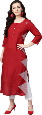 Varanga Women Embroidered Straight Kurta(Maroon)