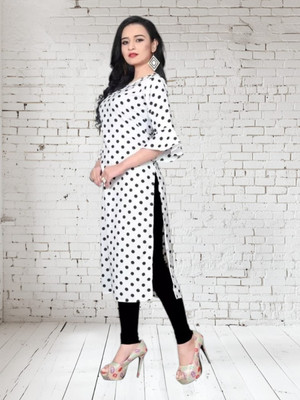 NISHA APEX Women Printed A-line Kurta(White)