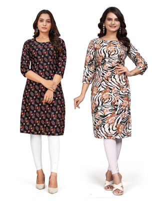 dharmanandan creation Women Printed Straight Kurta(Multicolor)