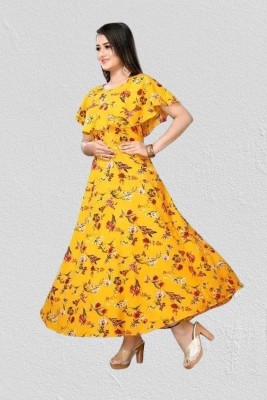 U CREATION Women Printed Anarkali Kurta(Yellow)