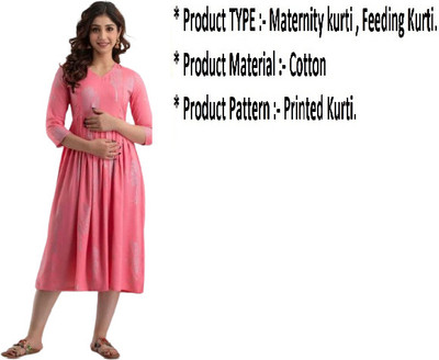 Zodeox Women Self Design Gown Kurta(Pink)