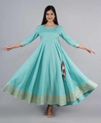 Neemiya Women Solid Anarkali Kurta(Blue)