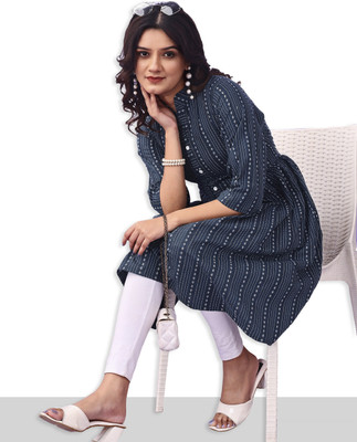 HouseOfCommon Women Printed A-line Kurta(Grey)