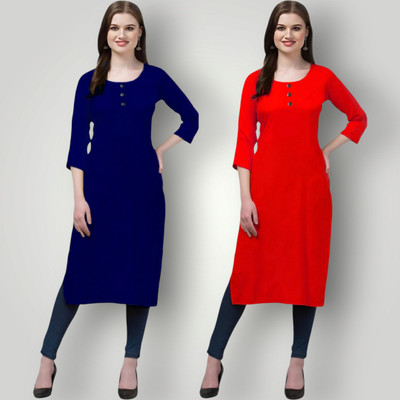 Coft Women Solid Straight Kurta(Multicolor)