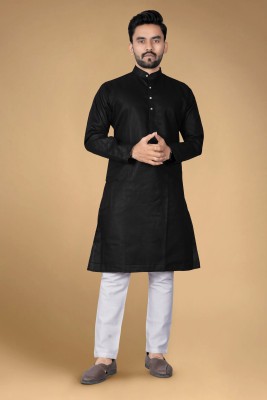 Swayaamenterprise Men Solid Straight Kurta(Black)