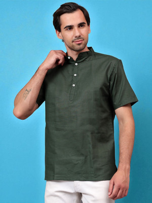 FireFish Men Solid A-line Kurta(Green)