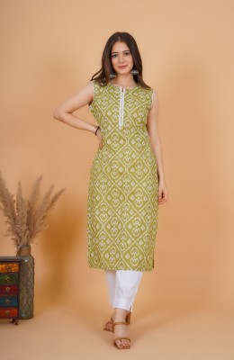 Rimeline Fashion Women Printed Straight Kurta(Green)