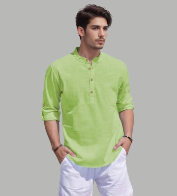 UNIFAV Men Solid Straight Kurta(Light Green)