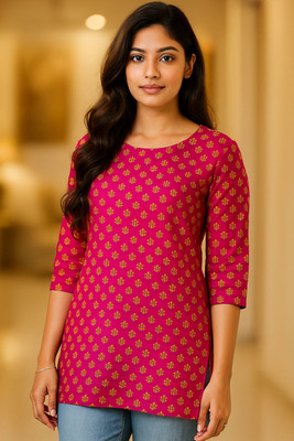 mahi creation Women Printed Straight Kurta(Black)