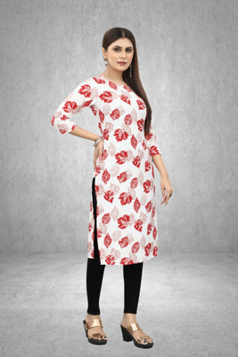 MARIDI FASHION Women Self Design Straight Kurta(Pink, White)