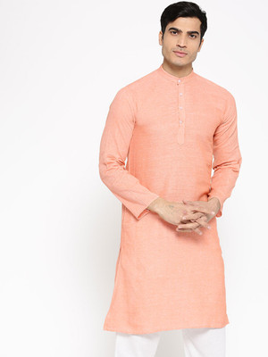 DEIFIC Men Solid Straight Kurta(Orange)