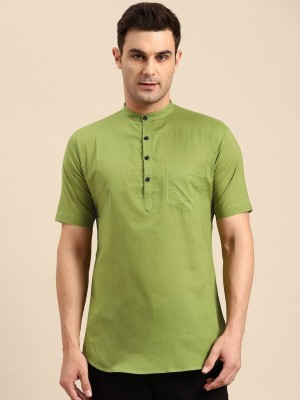 Rajubhai Hargovindas Men Solid Straight Kurta(Light Green)