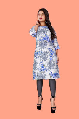 Tulsii Fab Women Printed Anarkali Kurta(Grey)