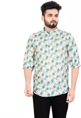 fashiontrend Men Printed Straight Kurta(Grey, Multicolor)