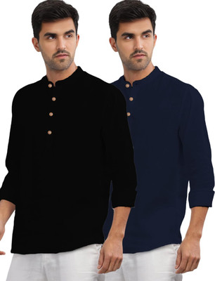 RAREMARK Men Solid Straight Kurta(Beige)