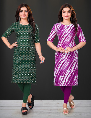 RANGRASIYA CORPORATION Women Printed A-line Kurta(Purple)