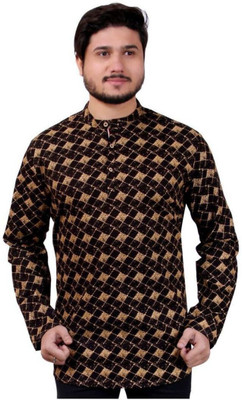 MADE IN THE SHADE Men Self Design Straight Kurta(Brown)