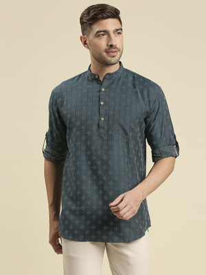 Rajubhai Hargovindas Men Woven Design Straight Kurta(Light Green)