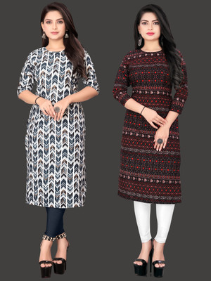 Tashvi Creation Women Printed Straight Kurta(Blue)